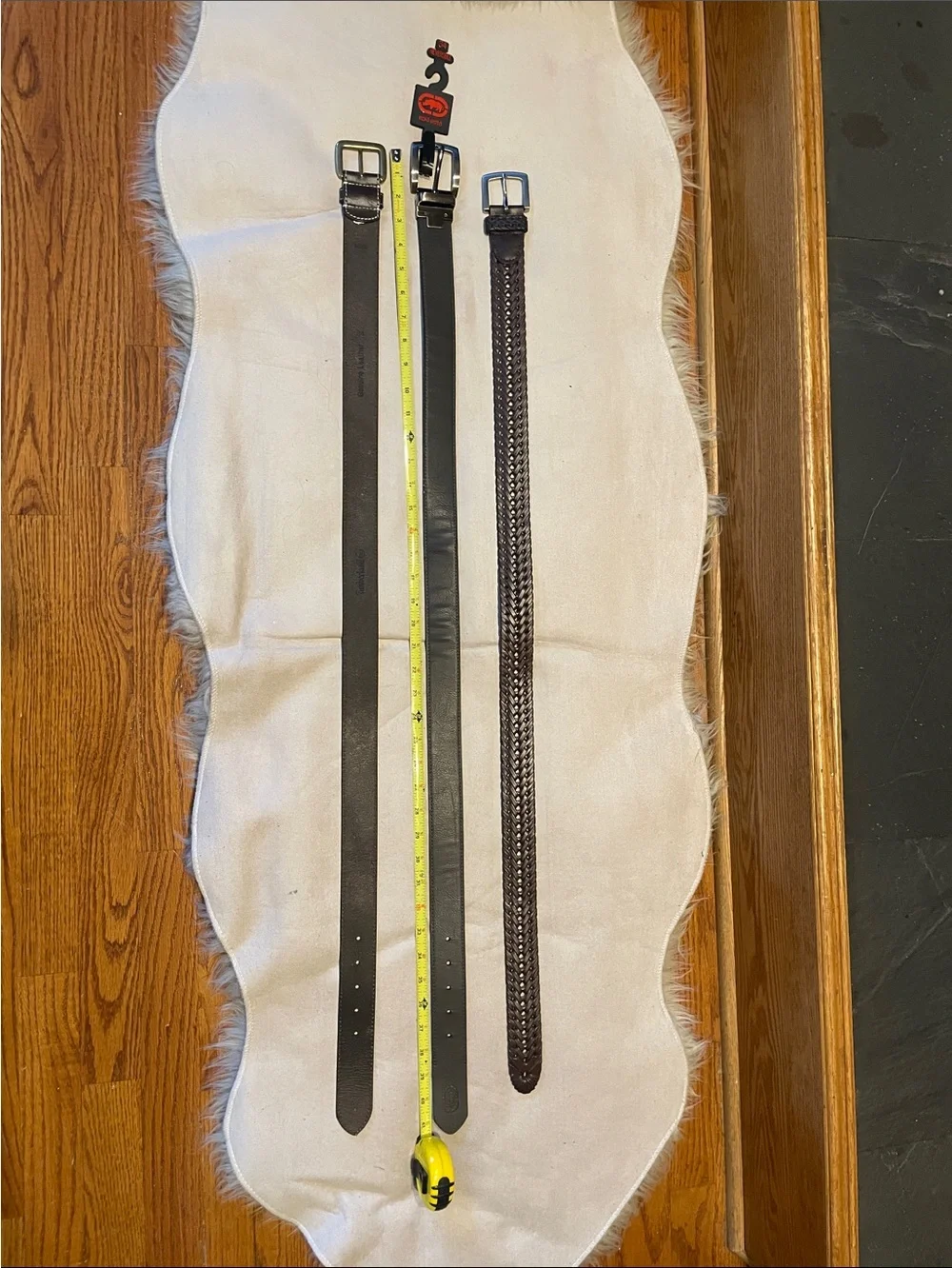 Ecko Unlimited Black Leather Belt Trio (Black, Dark Brown)